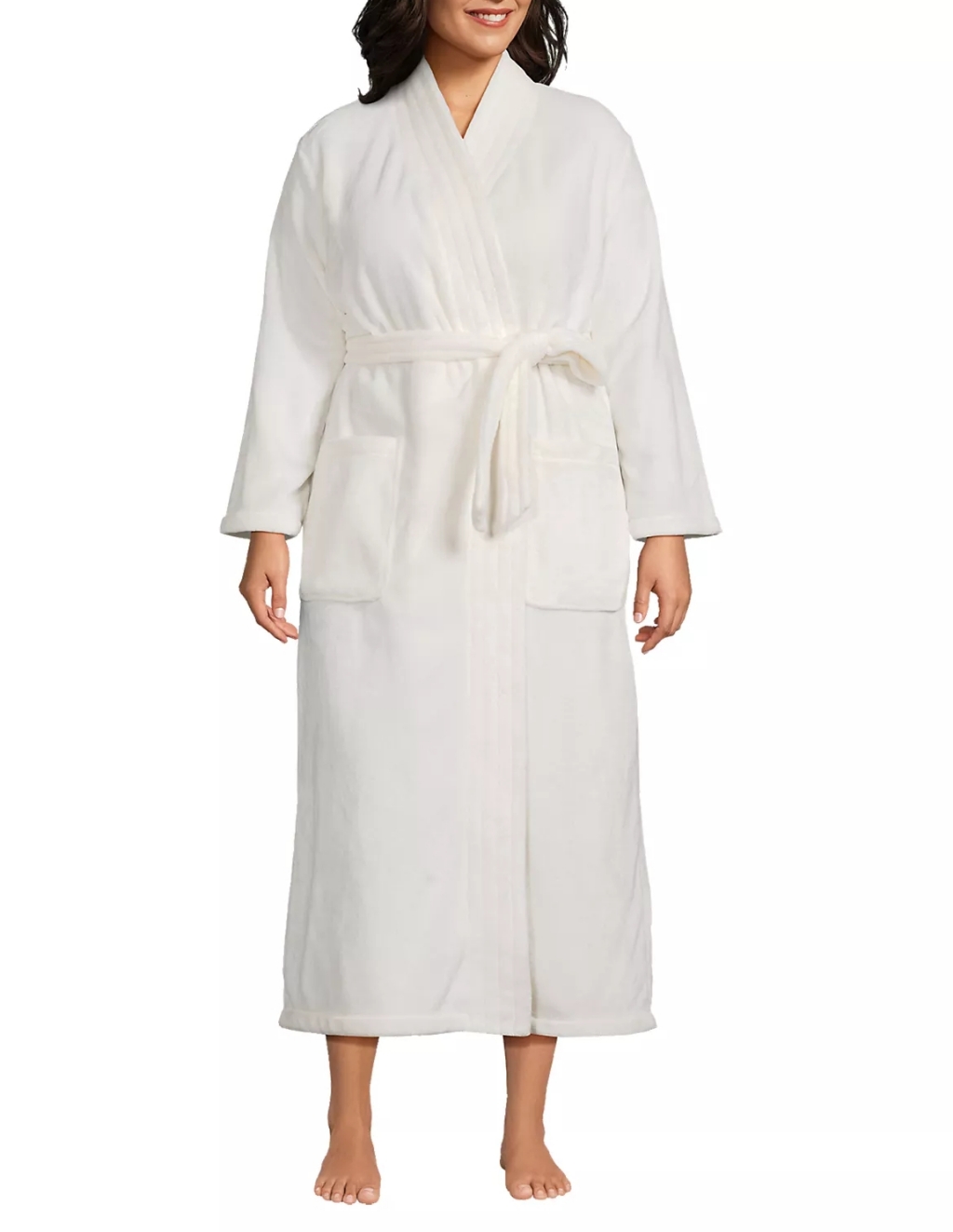 New Mwot Long Cotton%Spandex White Bathrobe With Belt Sz 1x